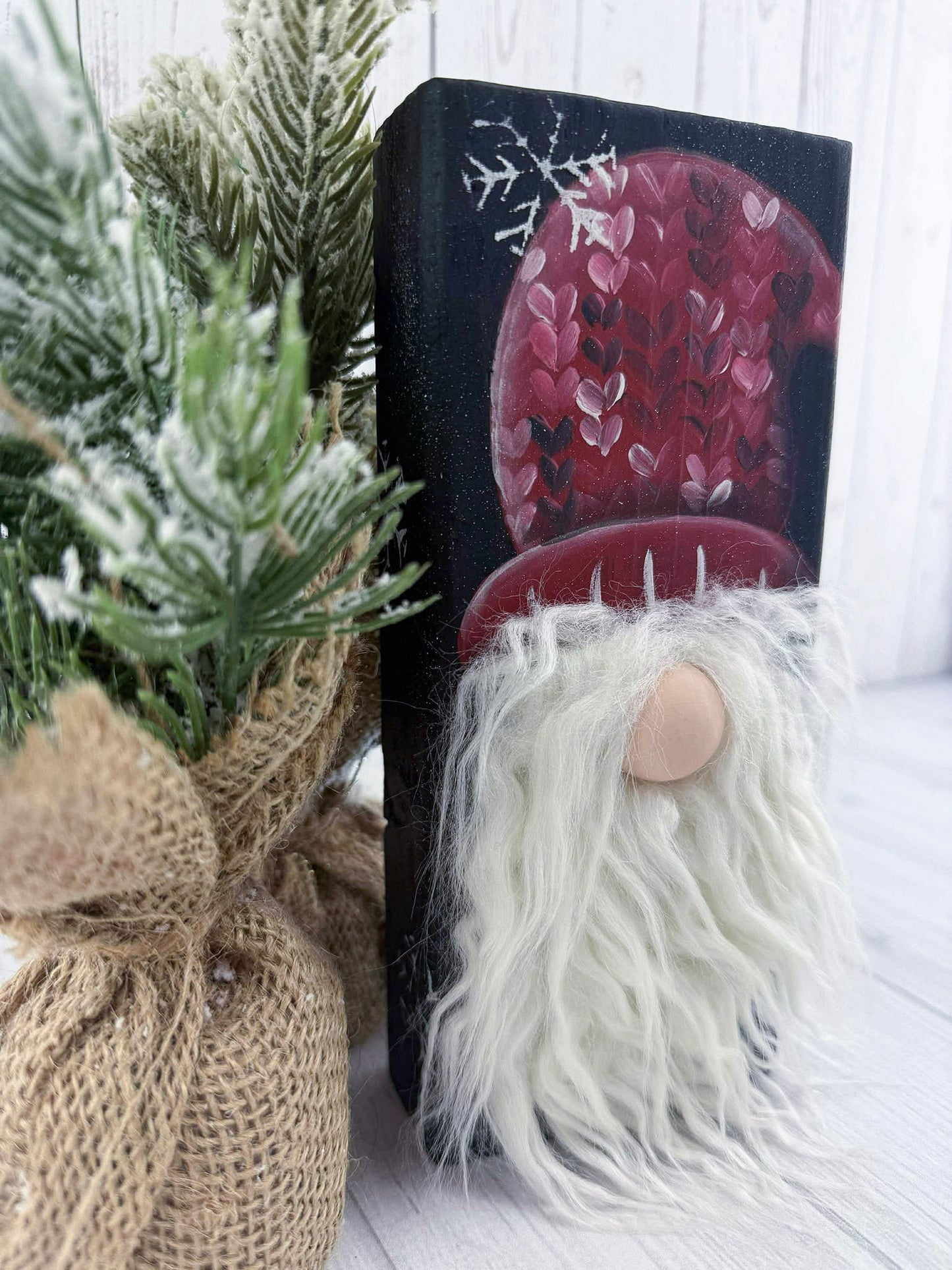 Hand-Painted Gnome Wood Block – Winter Shelf Sitter Décor