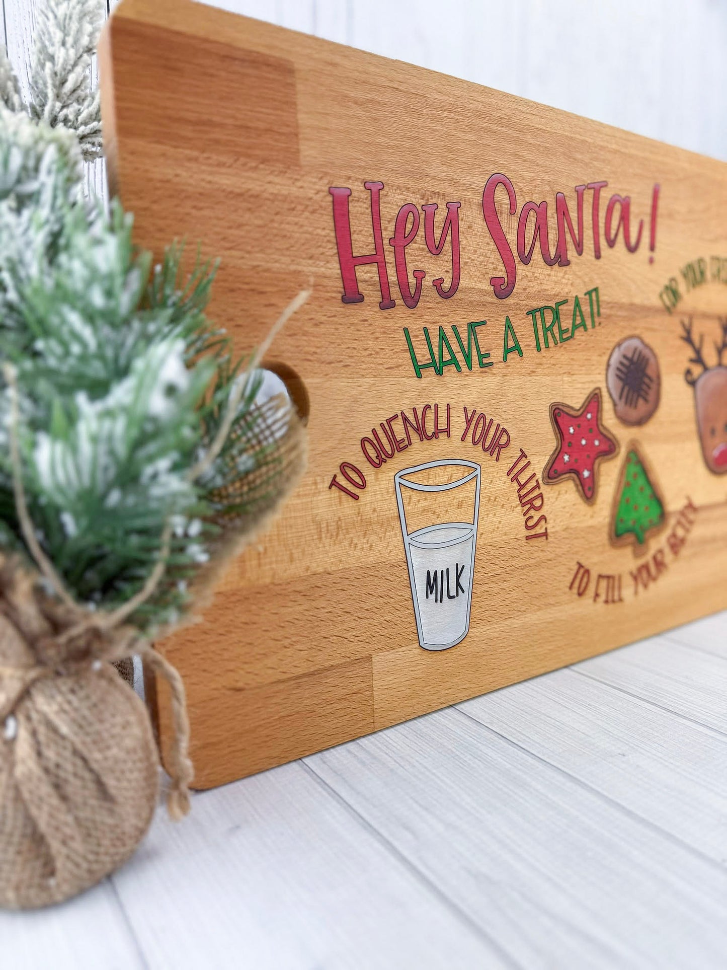 Hey Santa Milk and Cookies Tray Cutting Board