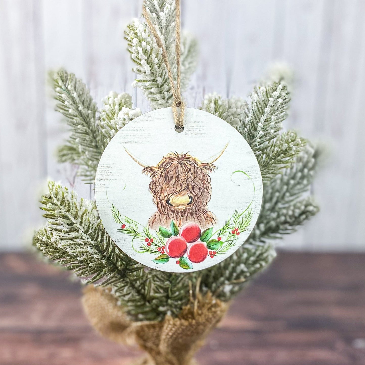 Highland Cow Christmas Ornament