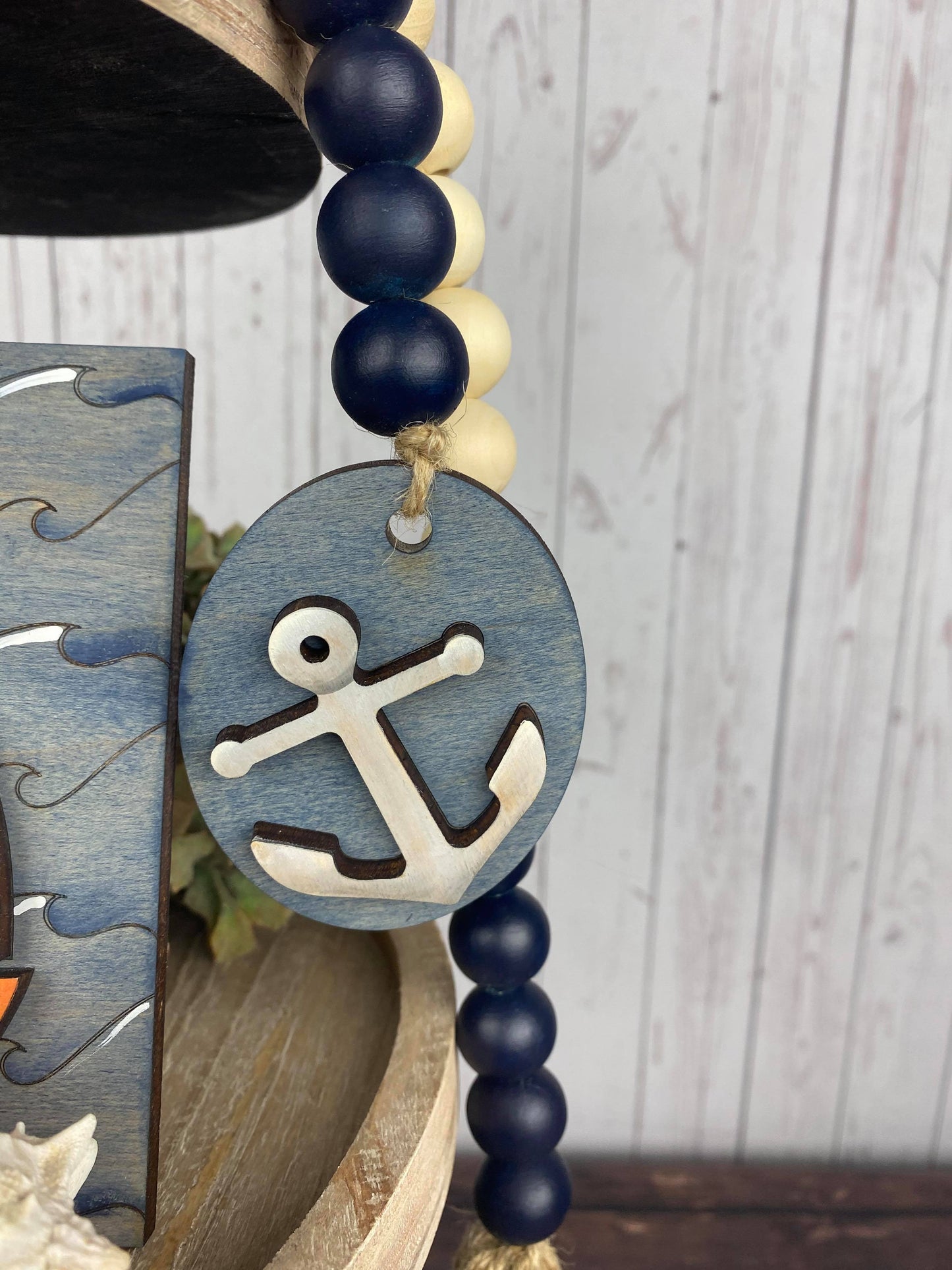 Nautical Anchor Wood Bead Garland
