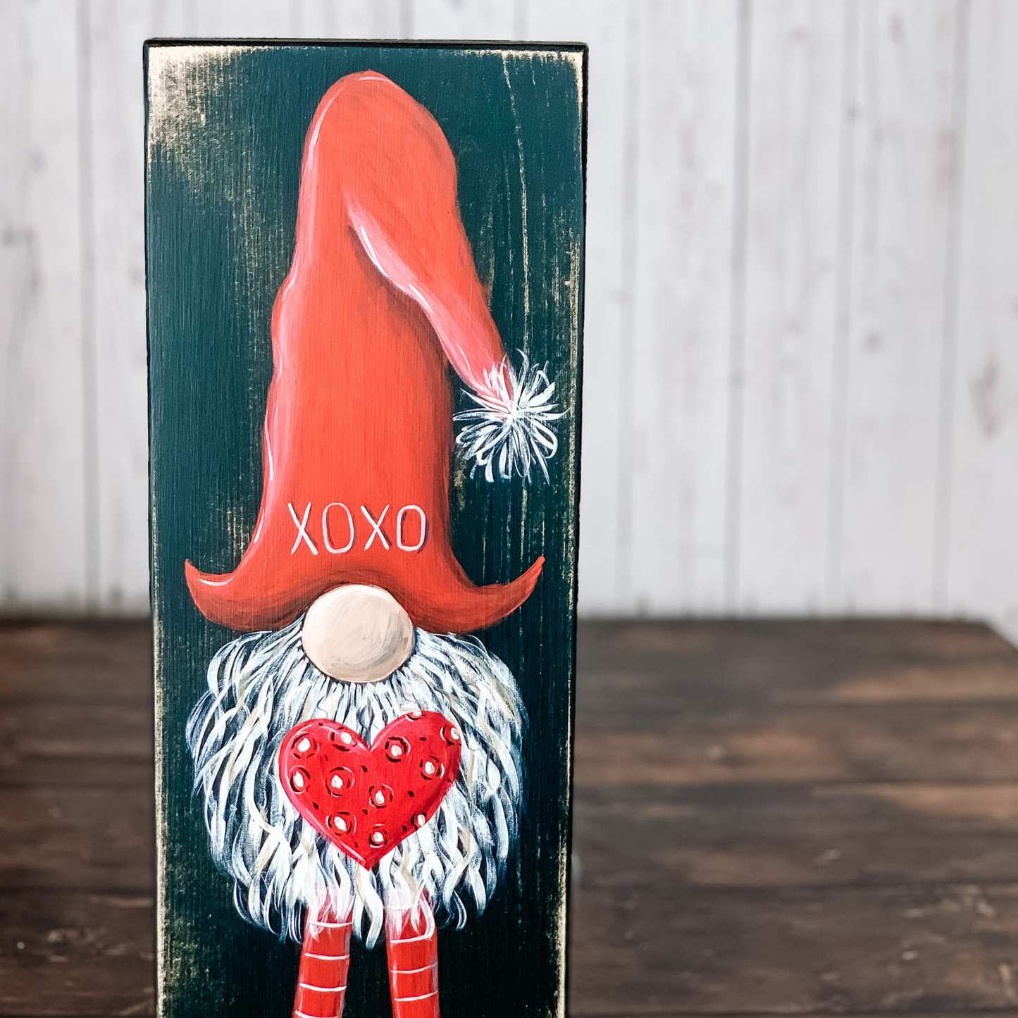 Cheetah heart hand painted gnome