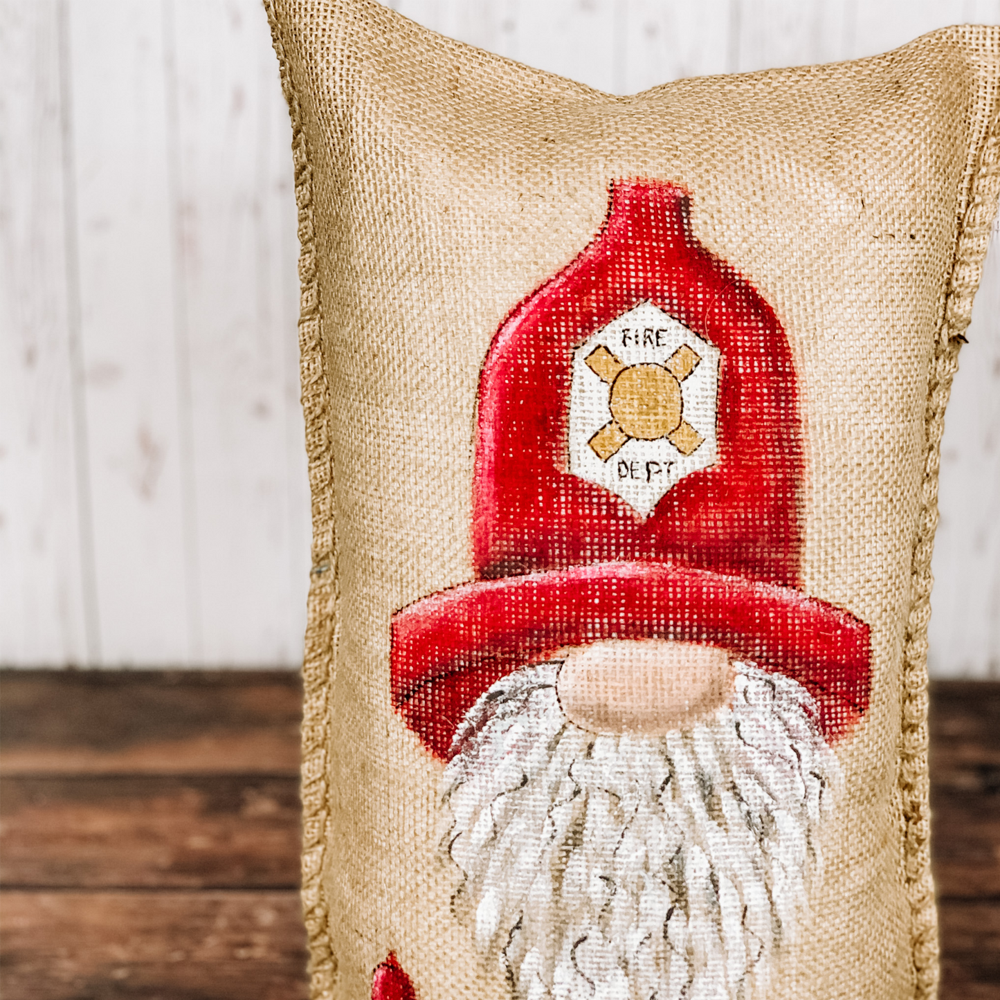 Firefighter Gnome Porch Pillow