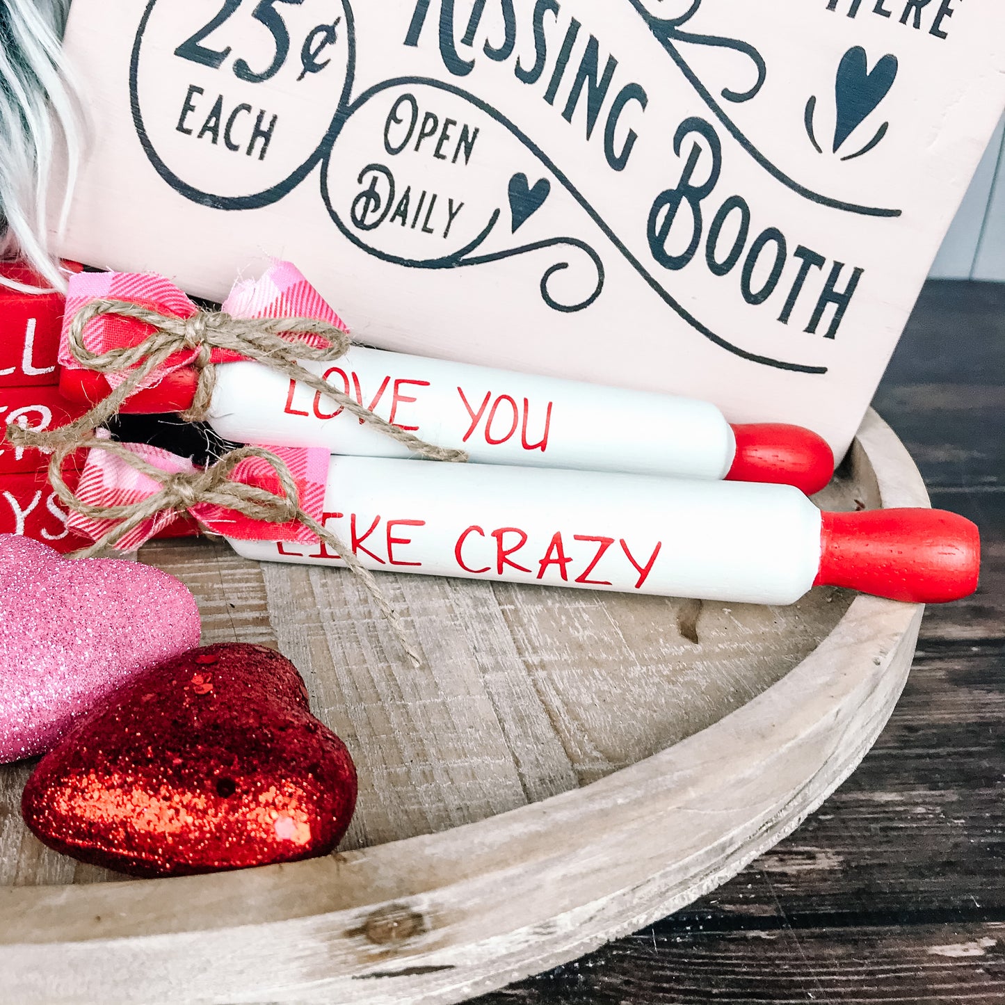 Love you like crazy Rolling Pin Set - Valentine's Day rolling pins