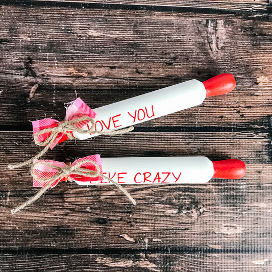 Love you like crazy Rolling Pin Set - Valentine's Day rolling pins