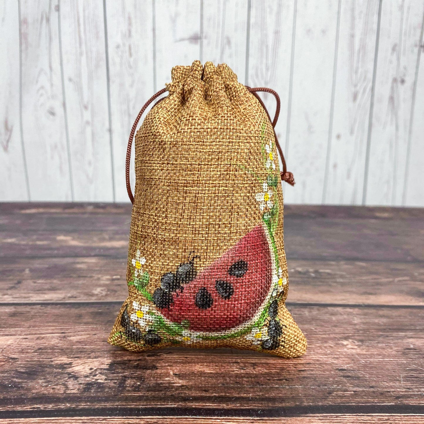 Watermelon burlap bag farmhouse home decor