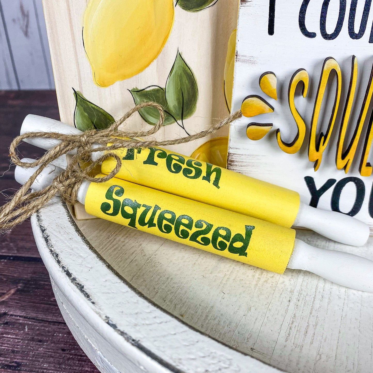 Fresh Squeezed Lemon Rolling Pins - Lemon Tiered Tray Decor - Lemon Kitchen Decor