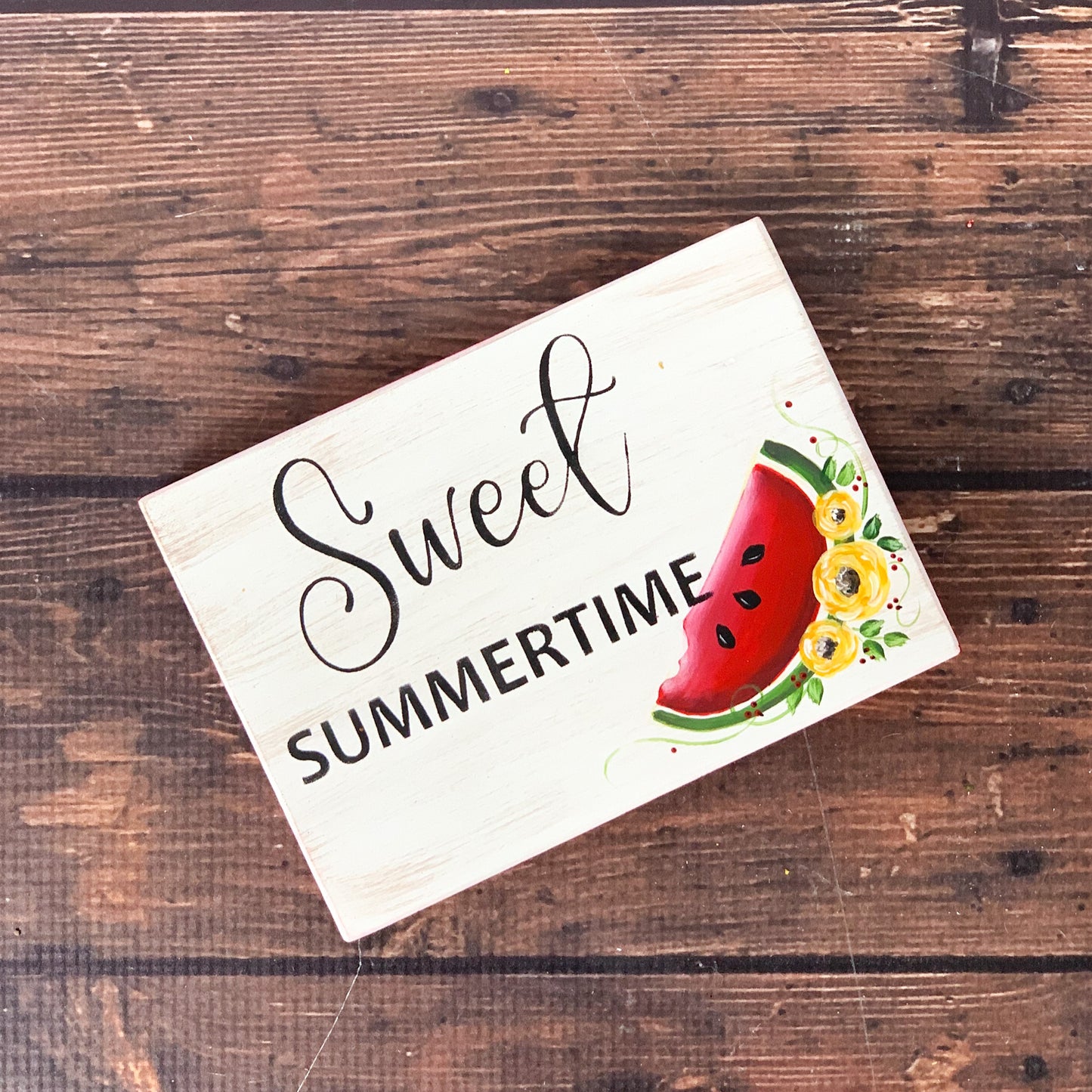Sweet summertime watermelon home decor sign