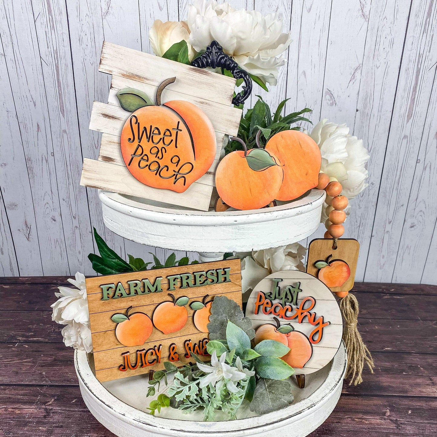 Peach Sign Bundle - Peach Tiered Tray Decor- Summer Tiered Tray Decor Bundle