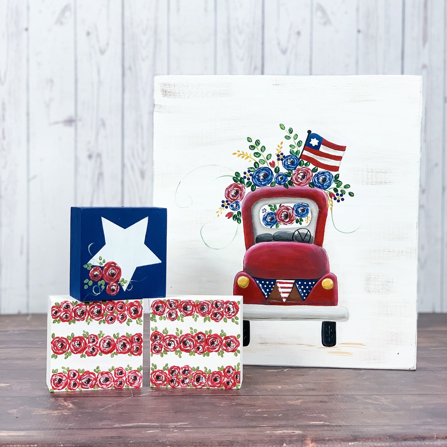 Patriotic flag blocks