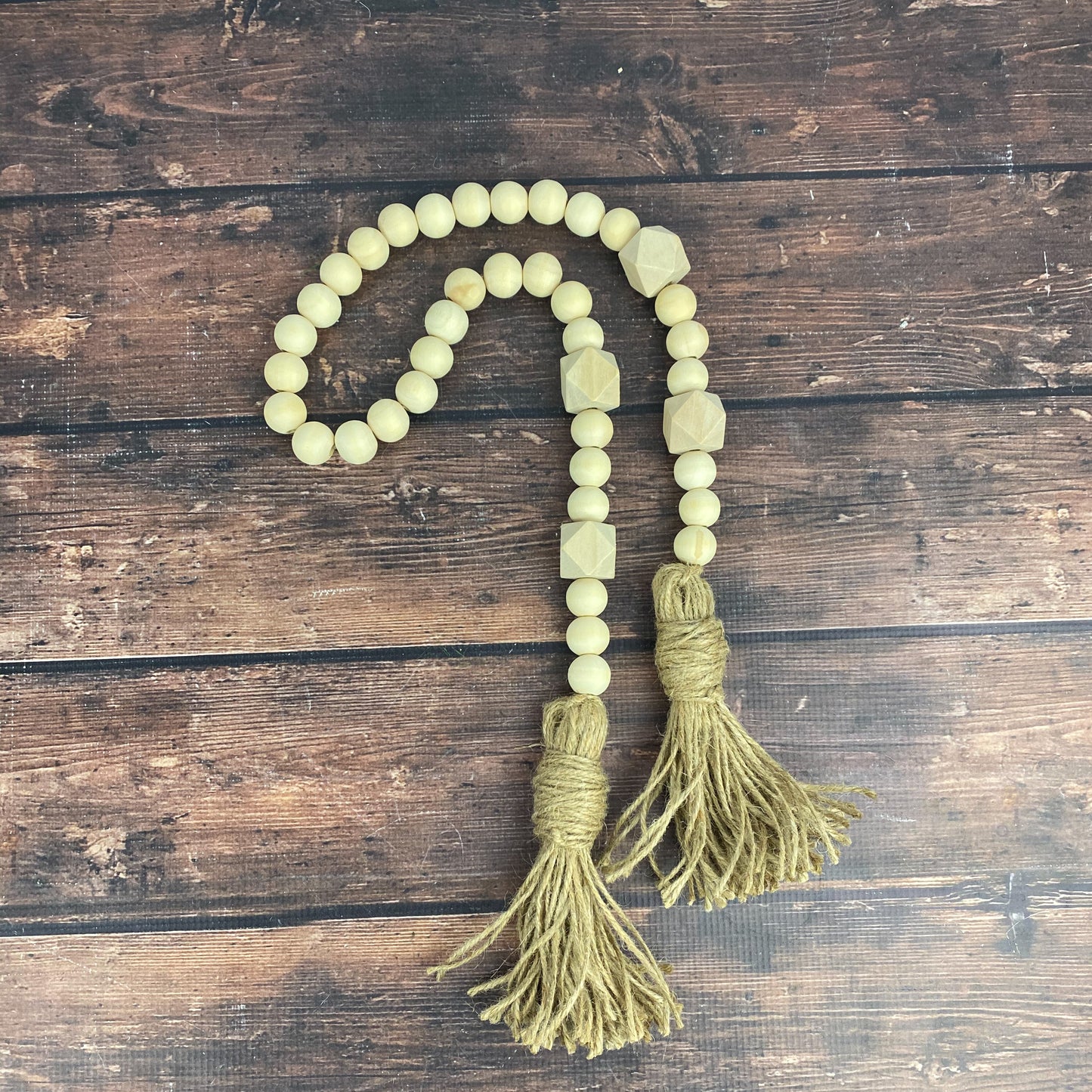 Geometric Natural Wood Bead Garland