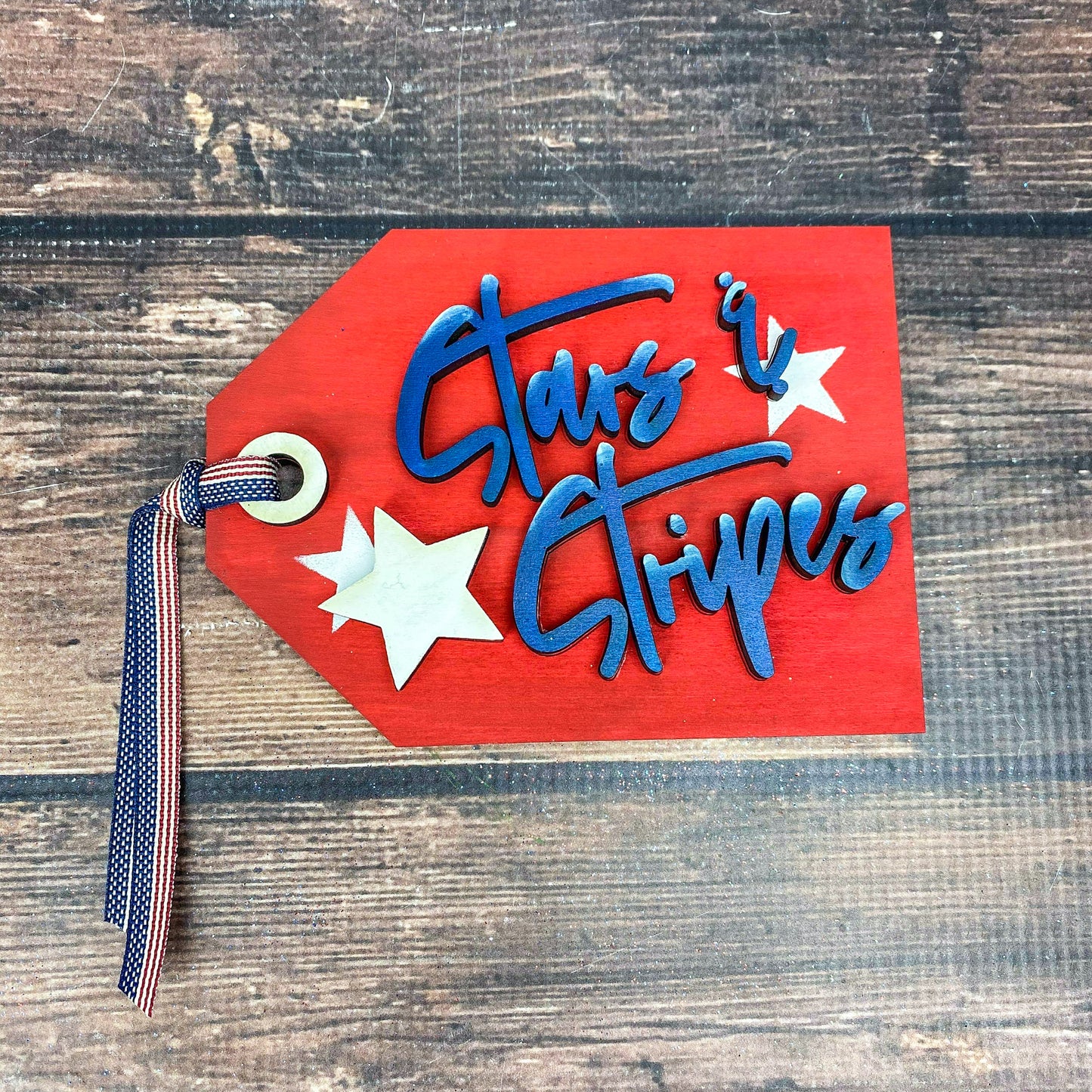 Patriotic Stars and Stripes 3D tag