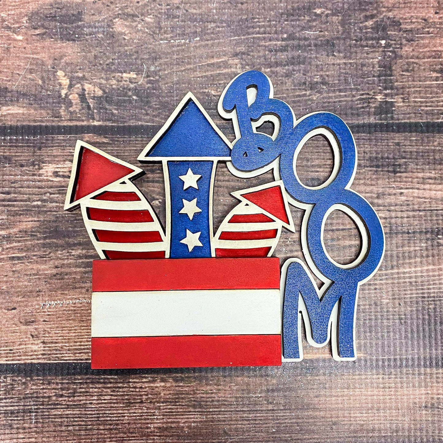 Patriotic 3D Firecracker BOOM Mini Sign