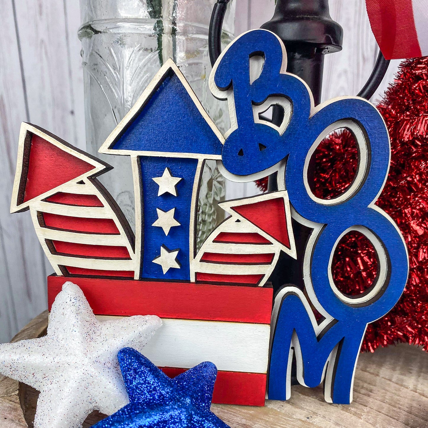 Patriotic 3D Firecracker BOOM Mini Sign