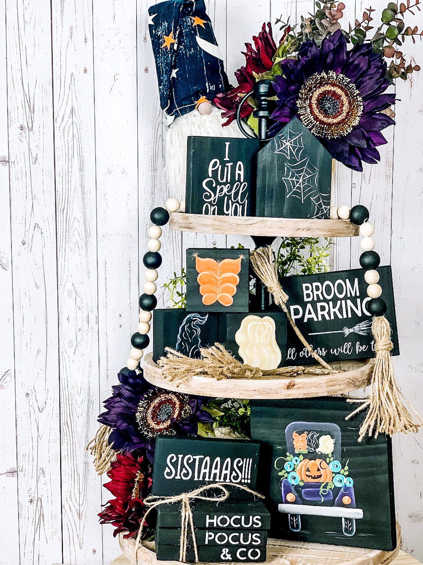 Broom parking wood Halloween sign