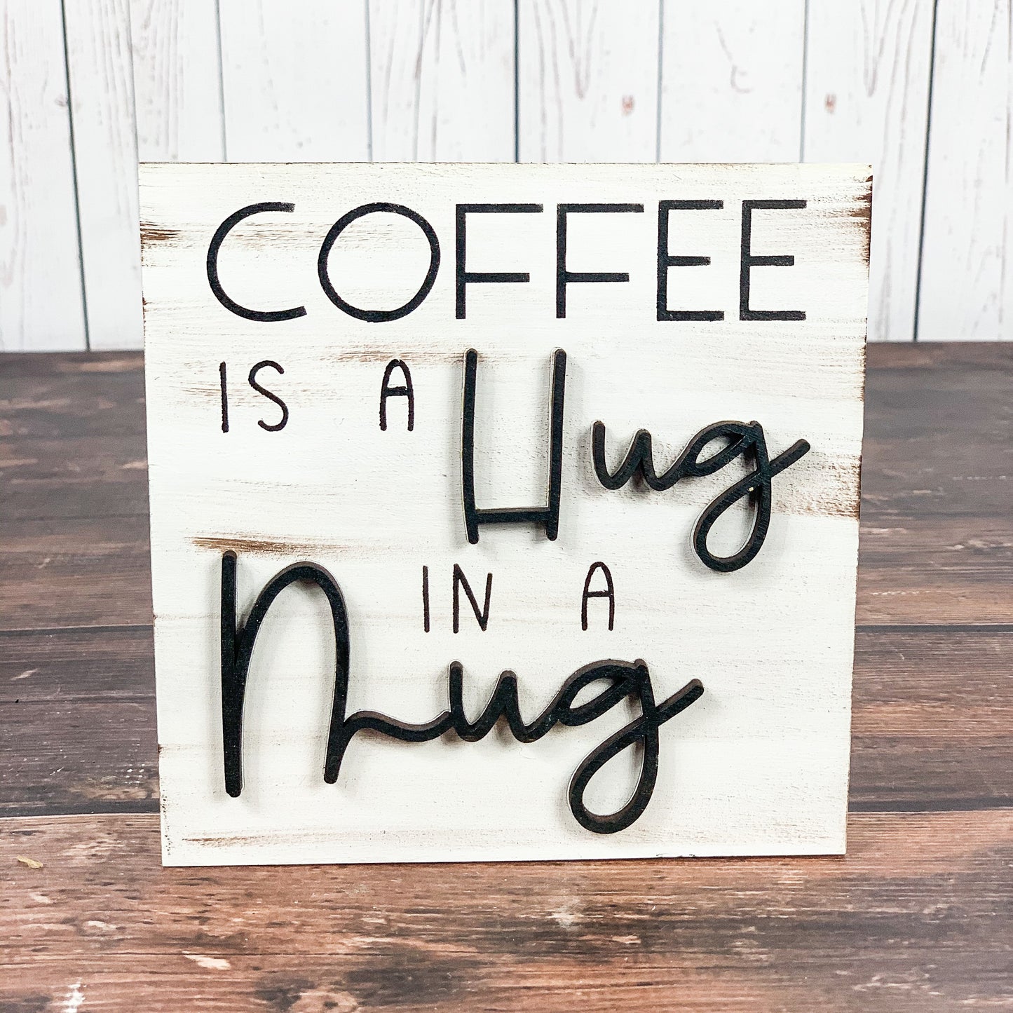Coffee tiered tray decor - Coffee sign decor - Hug in a mug