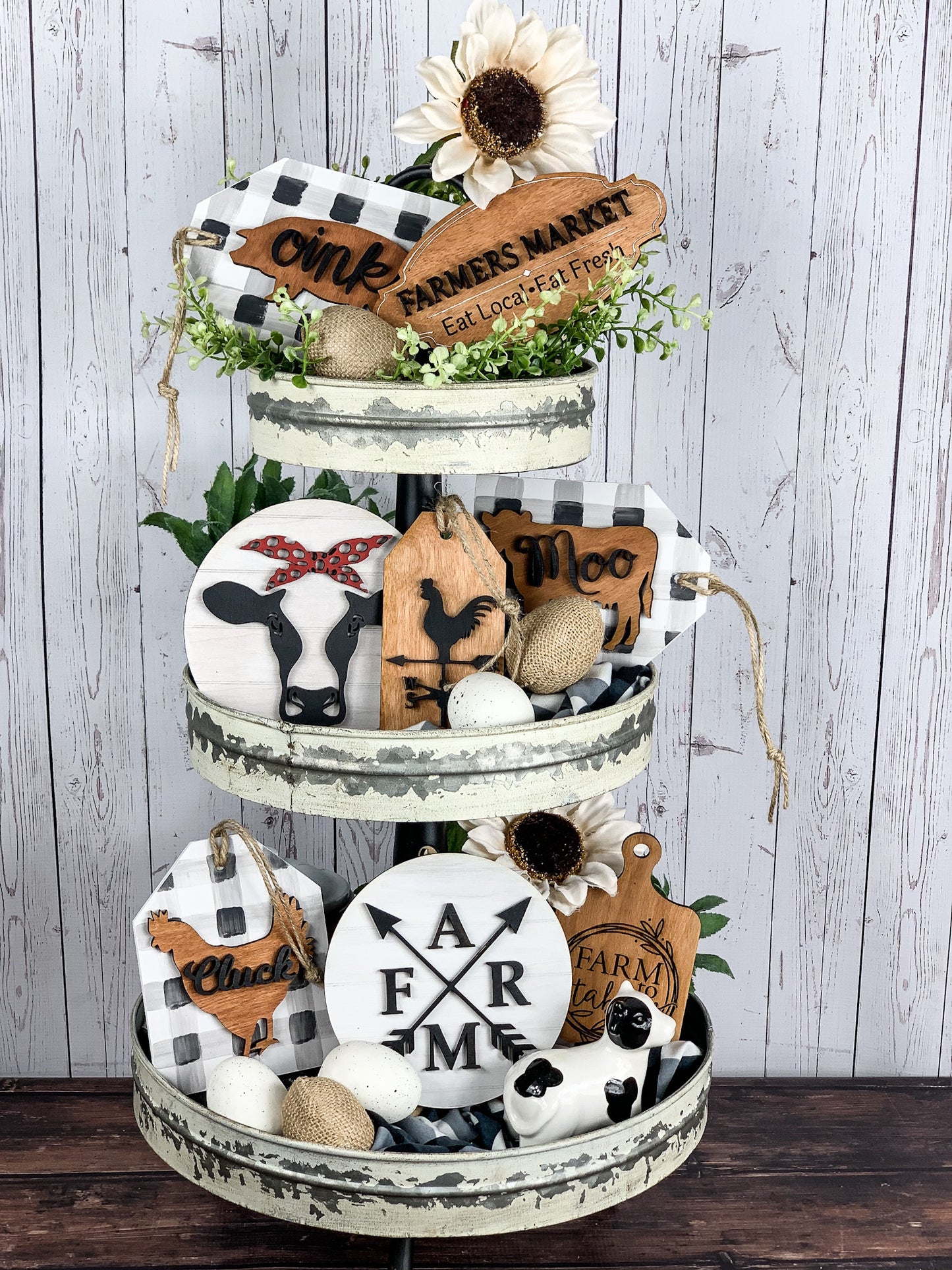 Bandana Cow - Farmyard Tiered Tray Decor