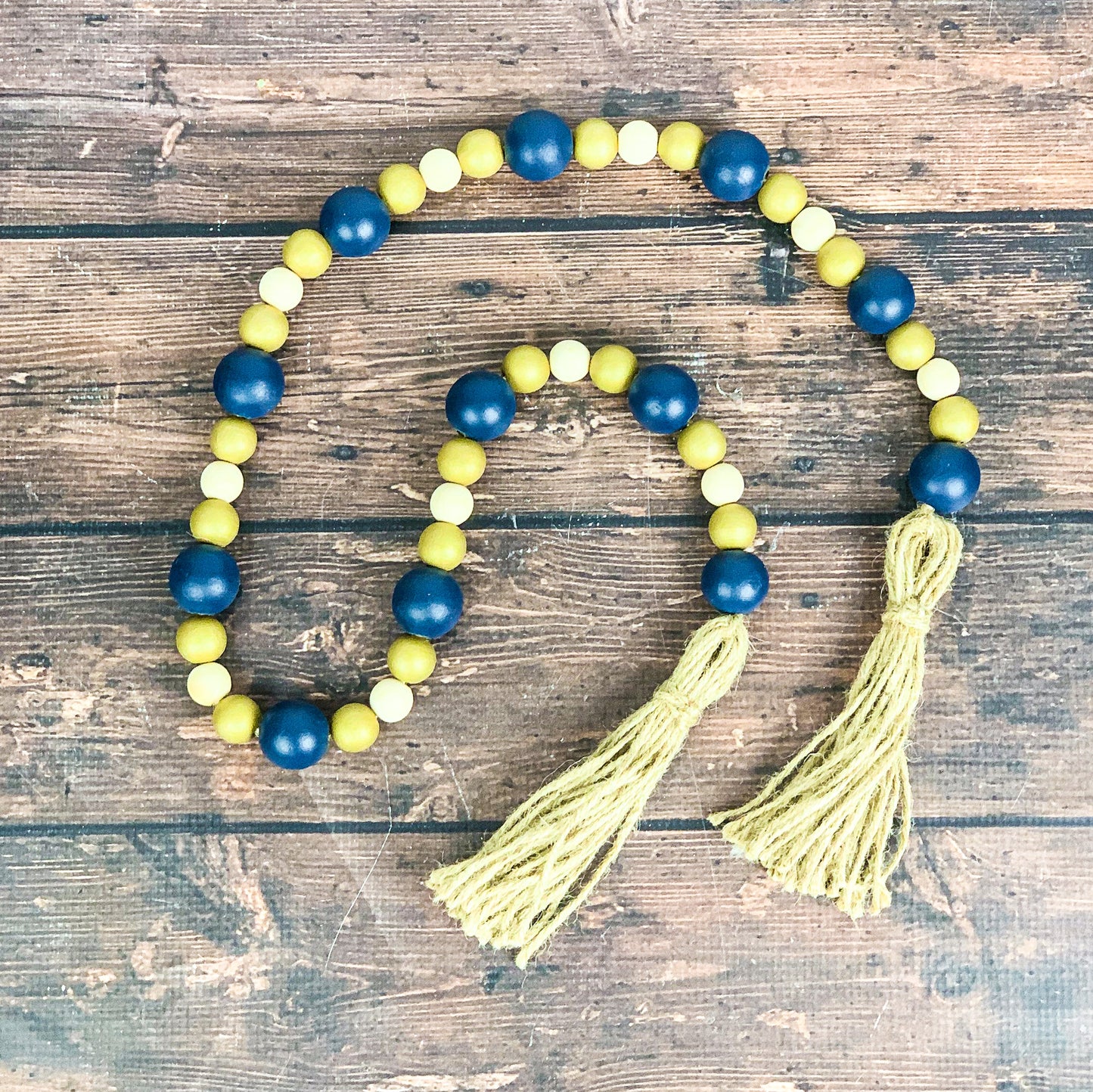 Navy & Gold Wood Bead Garland