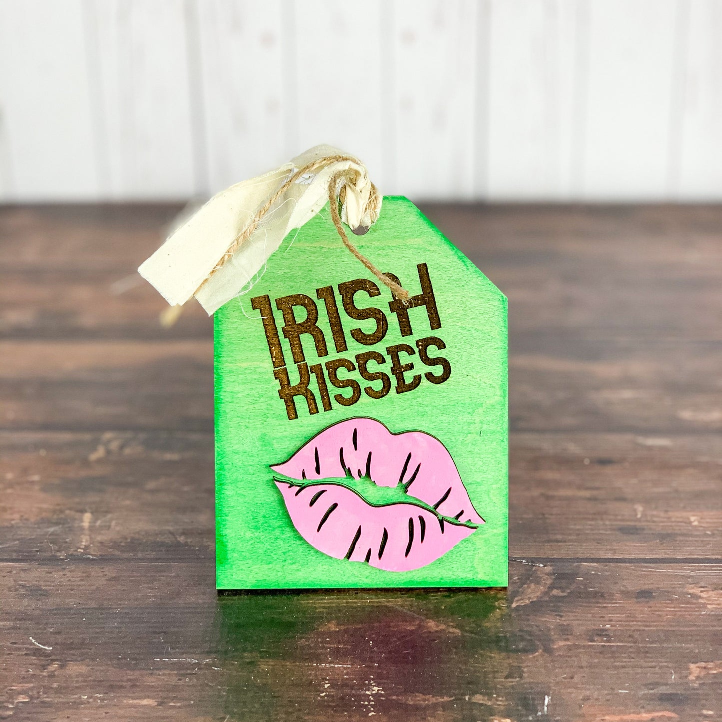 Irish Kisses St. Patrick's day home decor sign - St. Patty's day tiered tray decor