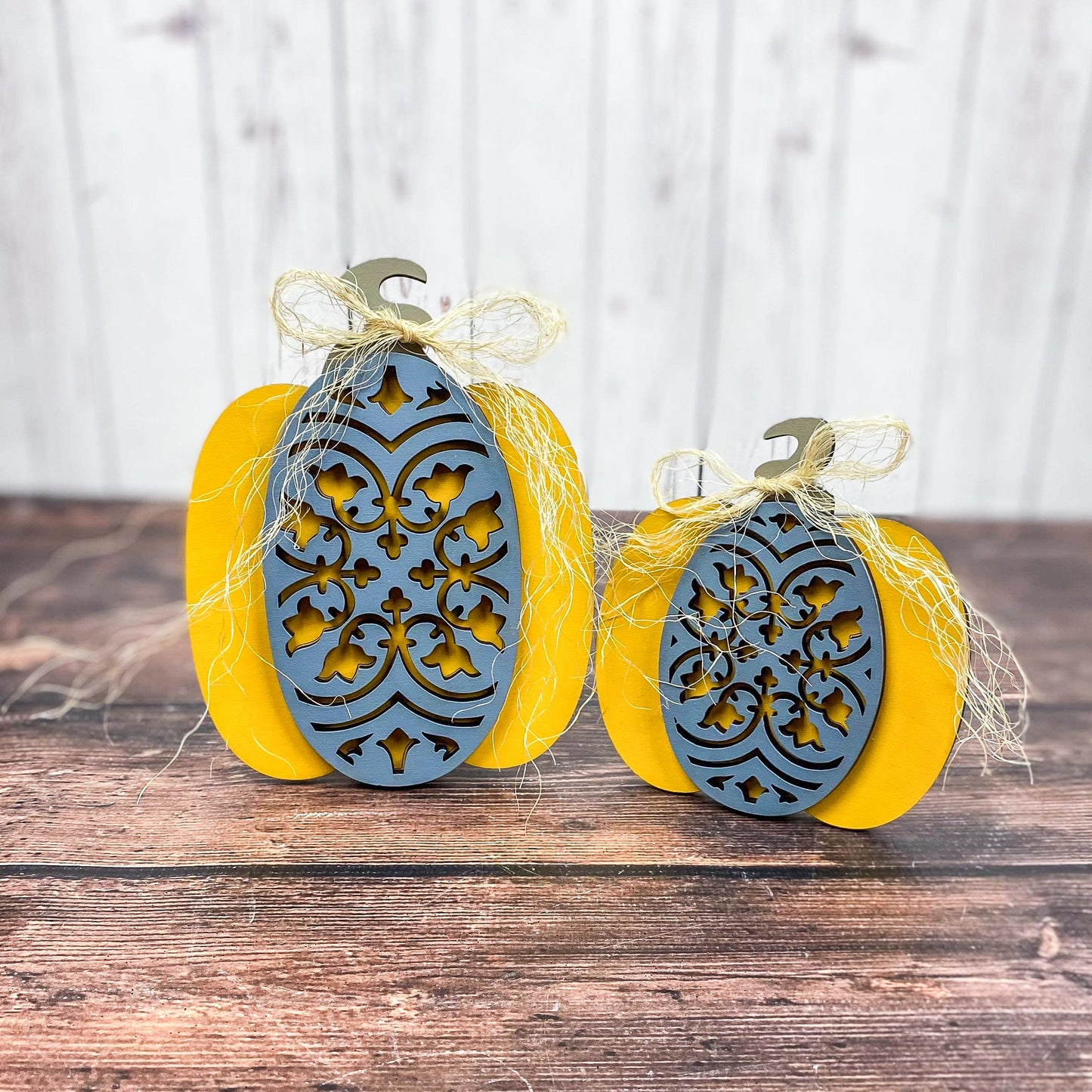 Blue and Yellow Pumpkin set - 3D Pumpkin Home Decor