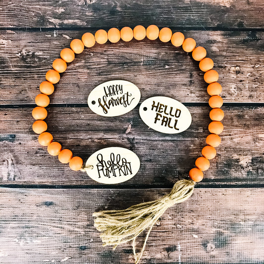 Fall farmhouse wood bead garland