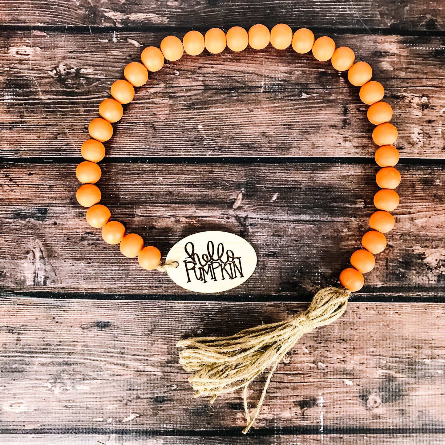 Fall farmhouse wood bead garland