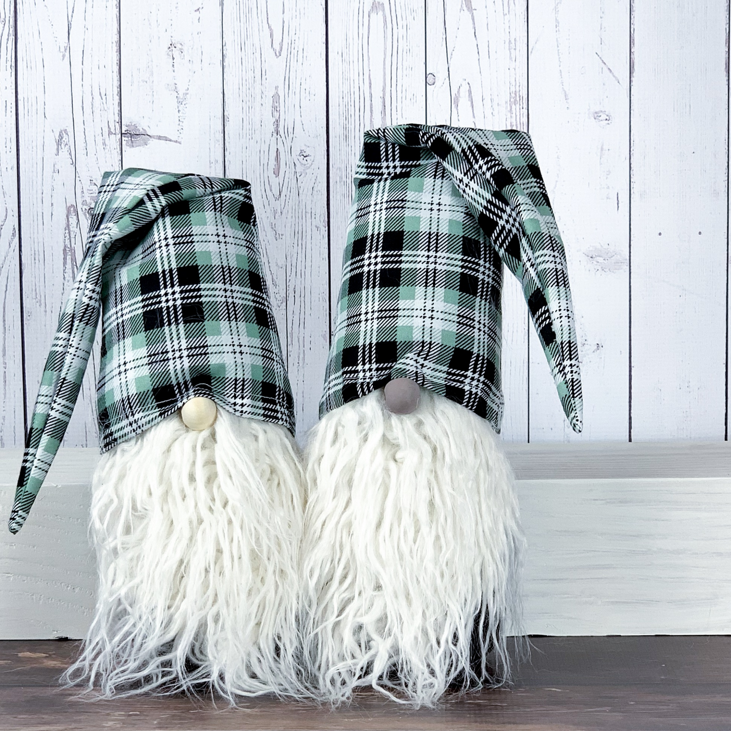 Sage Green Black Plaid Gnome