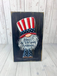 Hand painted Patriotic Gnome