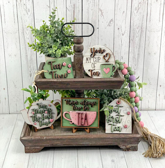 Tea Time Tiered Tray Decor Set