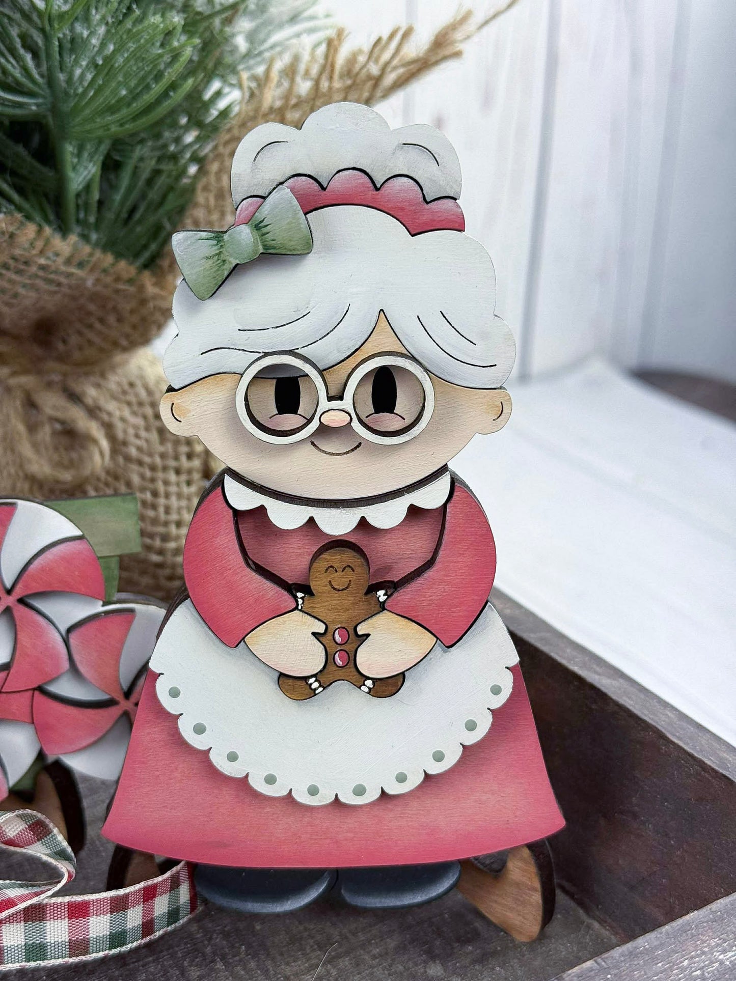 Mrs. Claus Gingerbread Cookie Co Tiered Tray Set