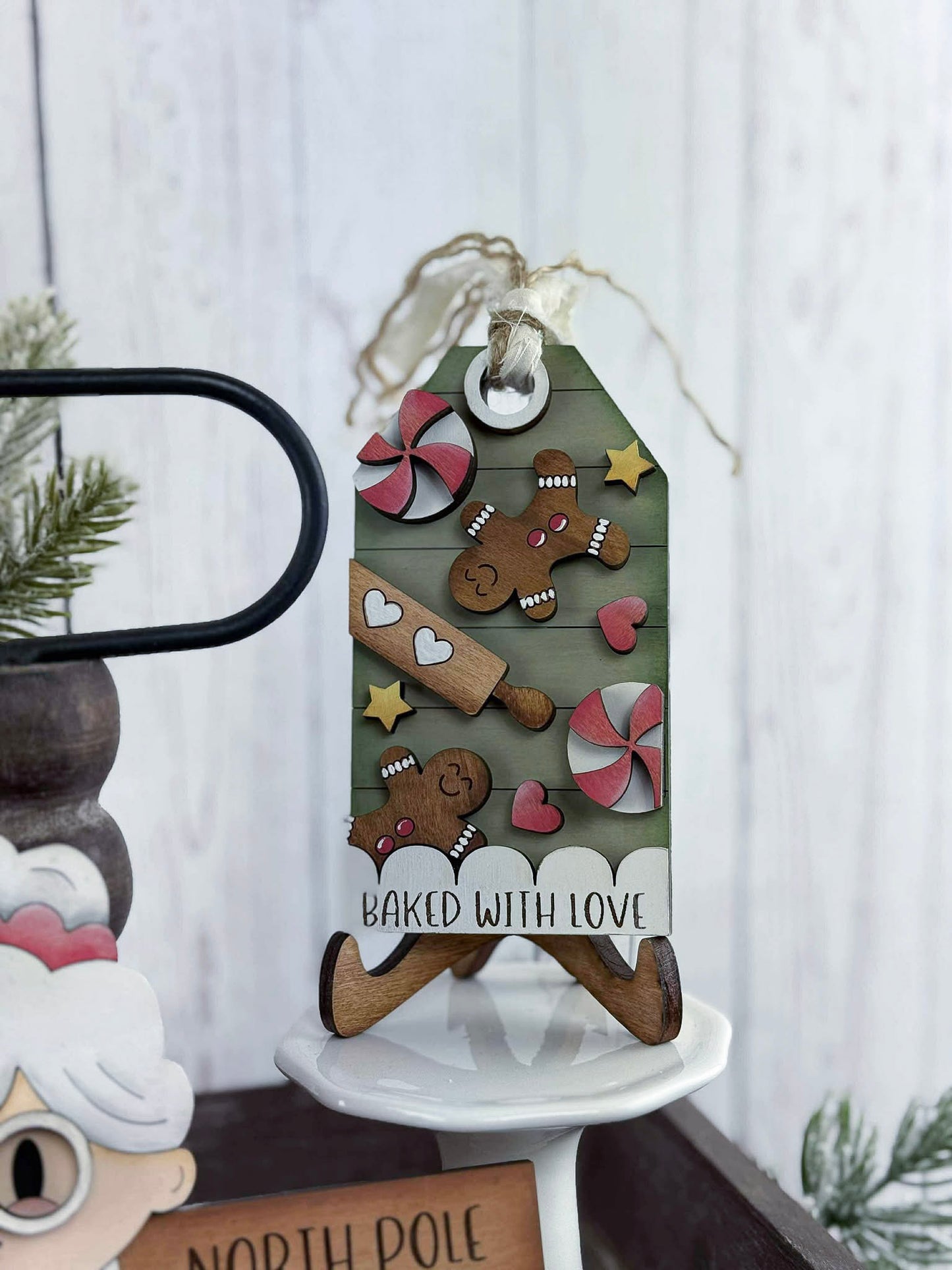 Mrs. Claus Gingerbread Cookie Co Tiered Tray Set