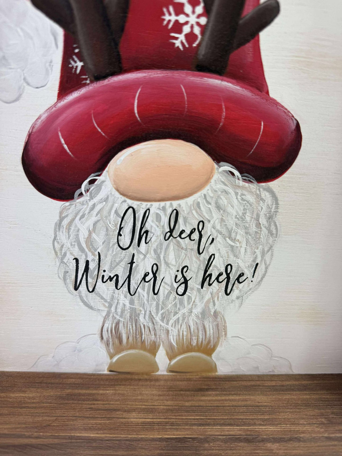 Oh Deer, Winter Is Here Framed Gnome Sign