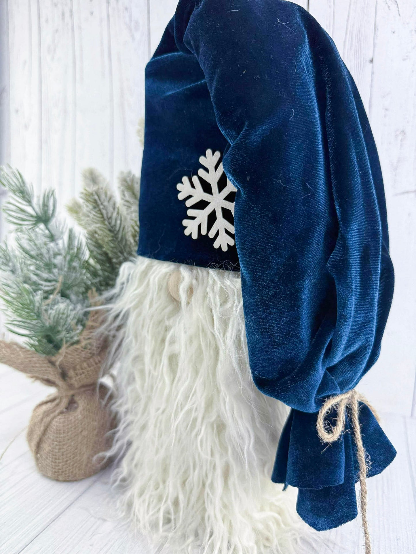 Sapphire Christmas Gnome - Rustic Holiday Shelf Sitter