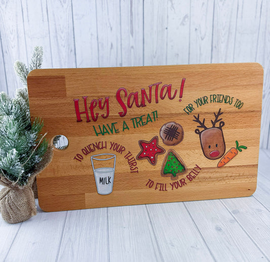 Hey Santa Milk and Cookies Tray Cutting Board