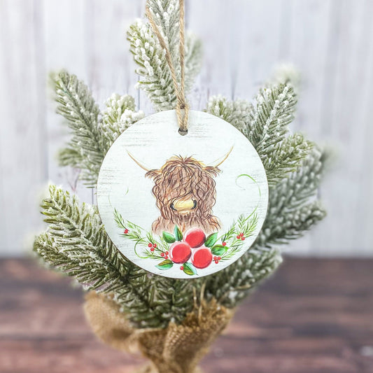 Highland Cow Christmas Ornament