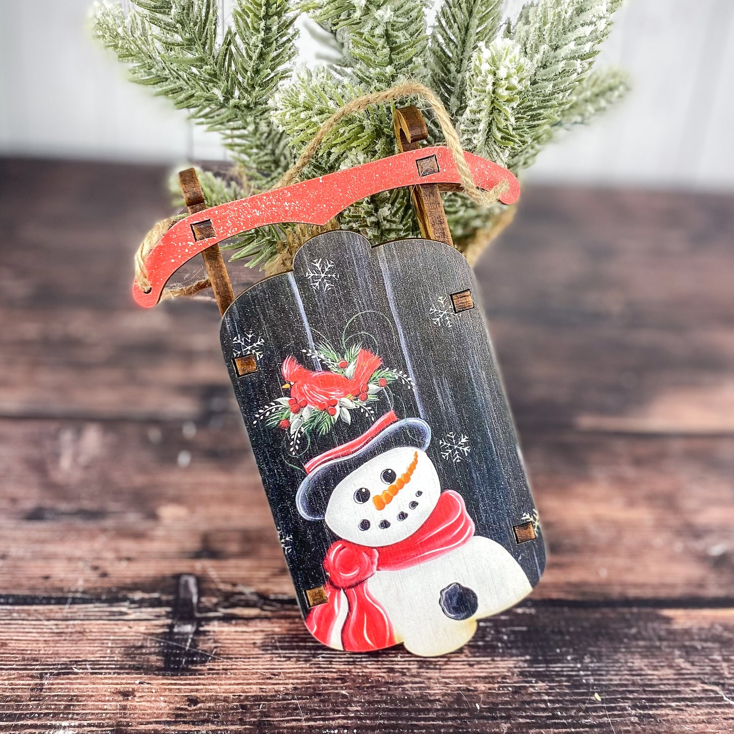 Snowman winter holiday sled