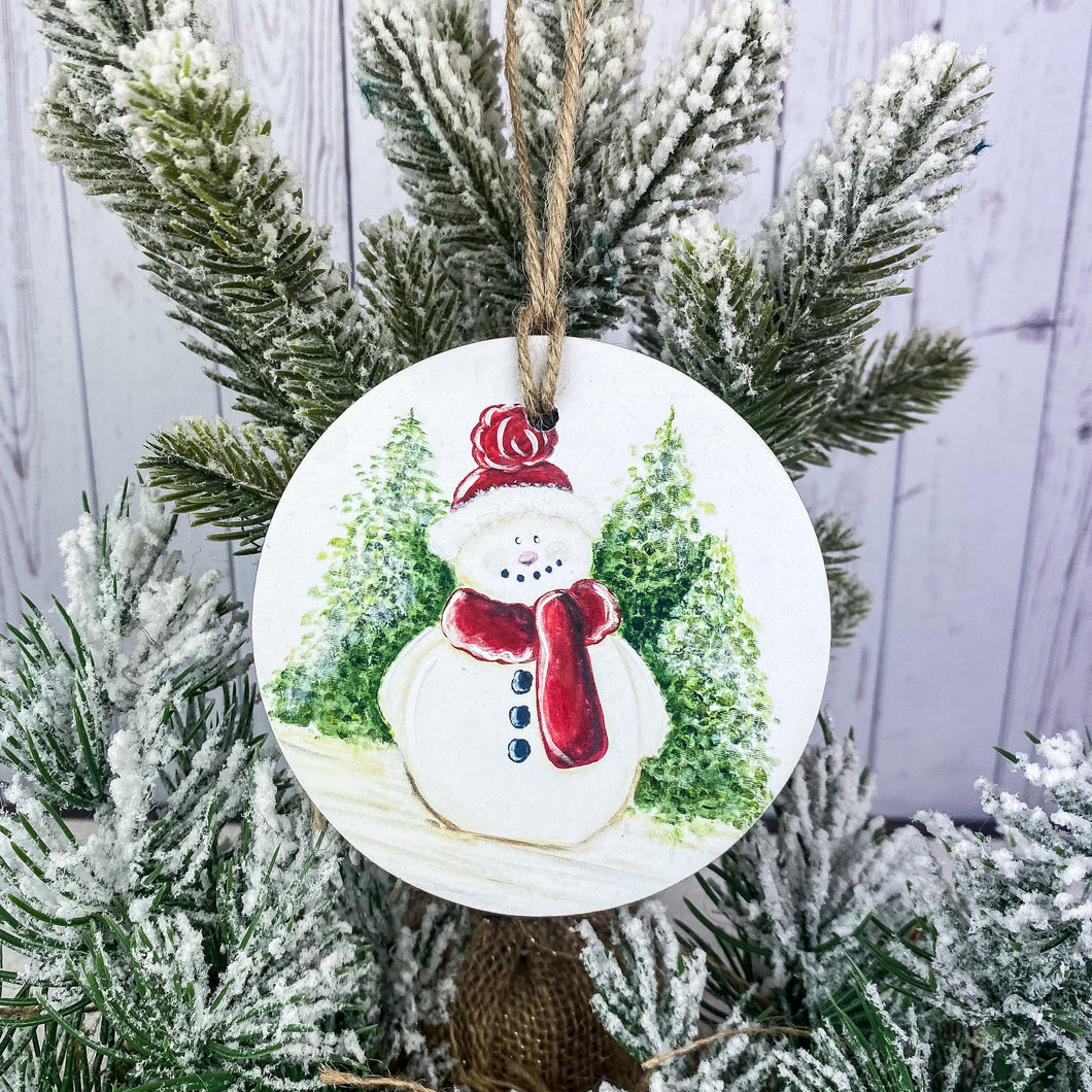Frosty in the forest Christmas Ornament