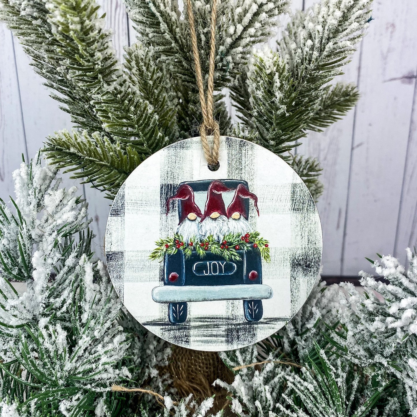 Joy gnome truck Christmas Ornament