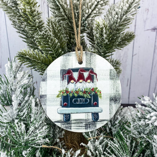 Joy gnome truck Christmas Ornament