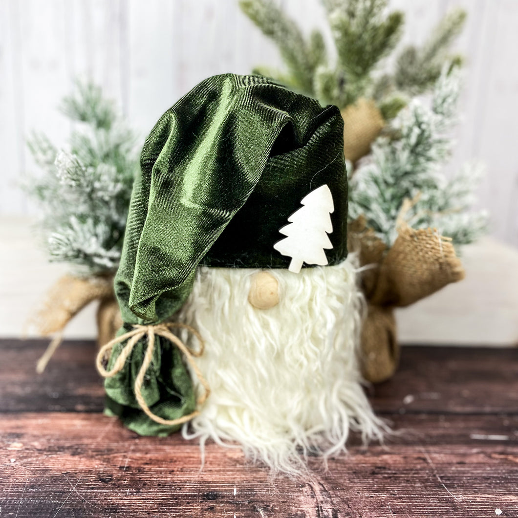Velvet Green Christmas Gnome Shelf Sitter Small