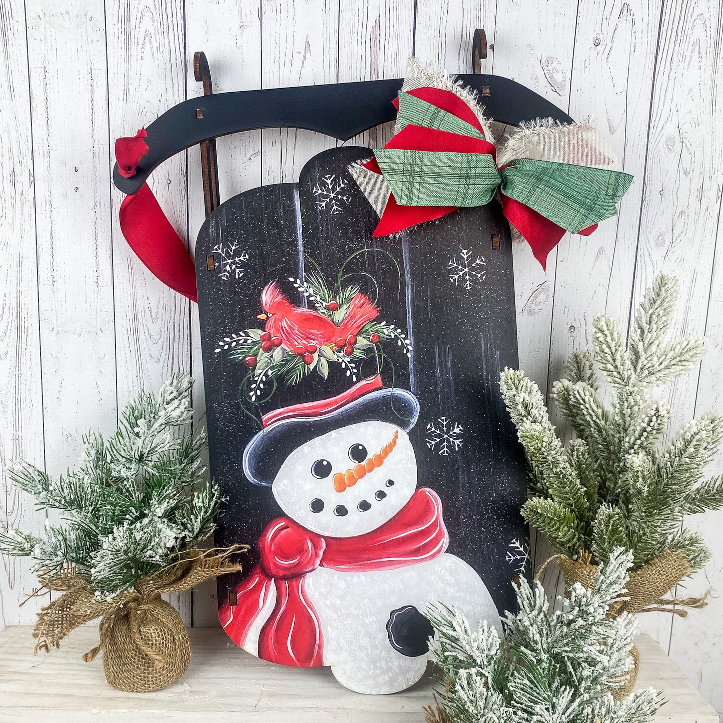 Snowman winter holiday sled - LARGE