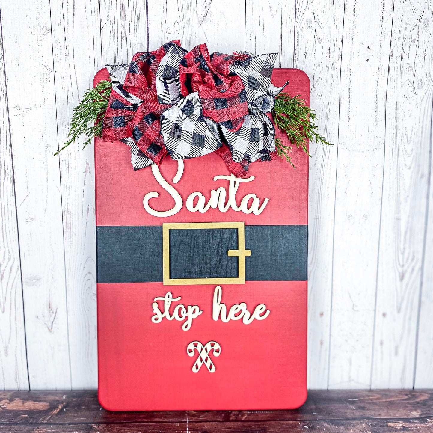 Santa Stop Here Wooden Sign