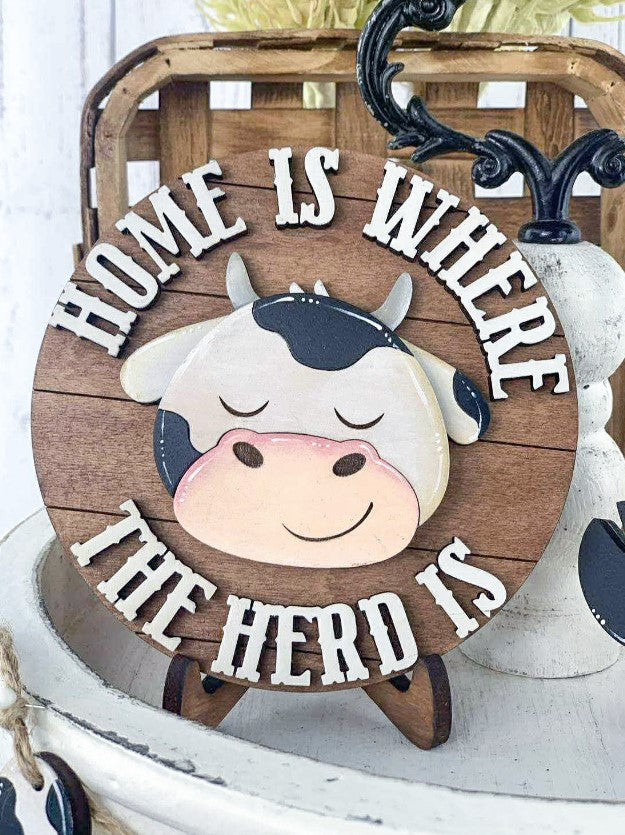 Farmhouse Cow Tiered Tray Decor