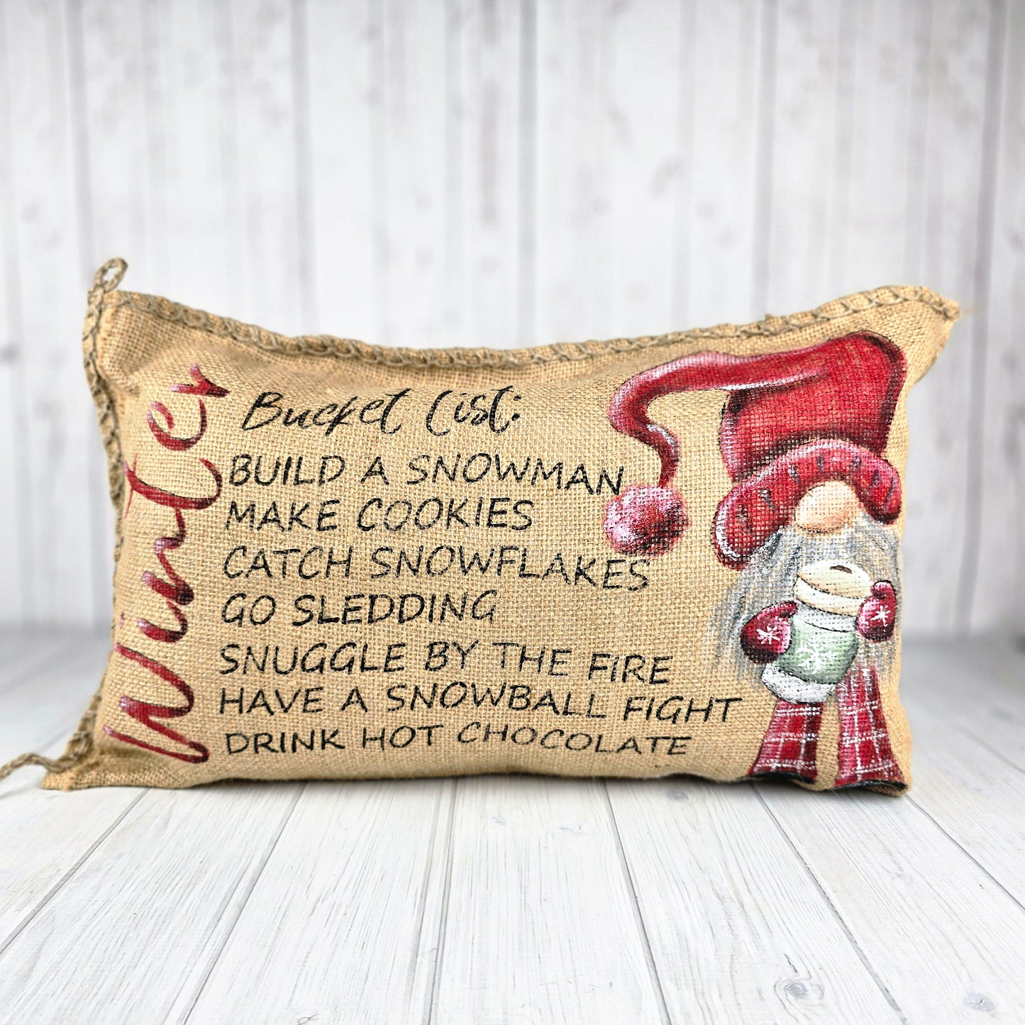 Winter Bucket List Porch Pillow