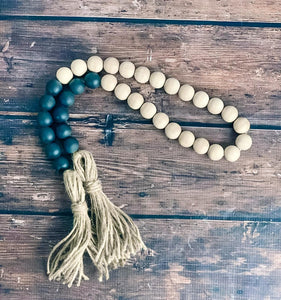 Gray & Natural Wood Bead Garland