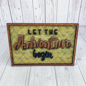 Let the adventure begin 3D wood tiered tray sign