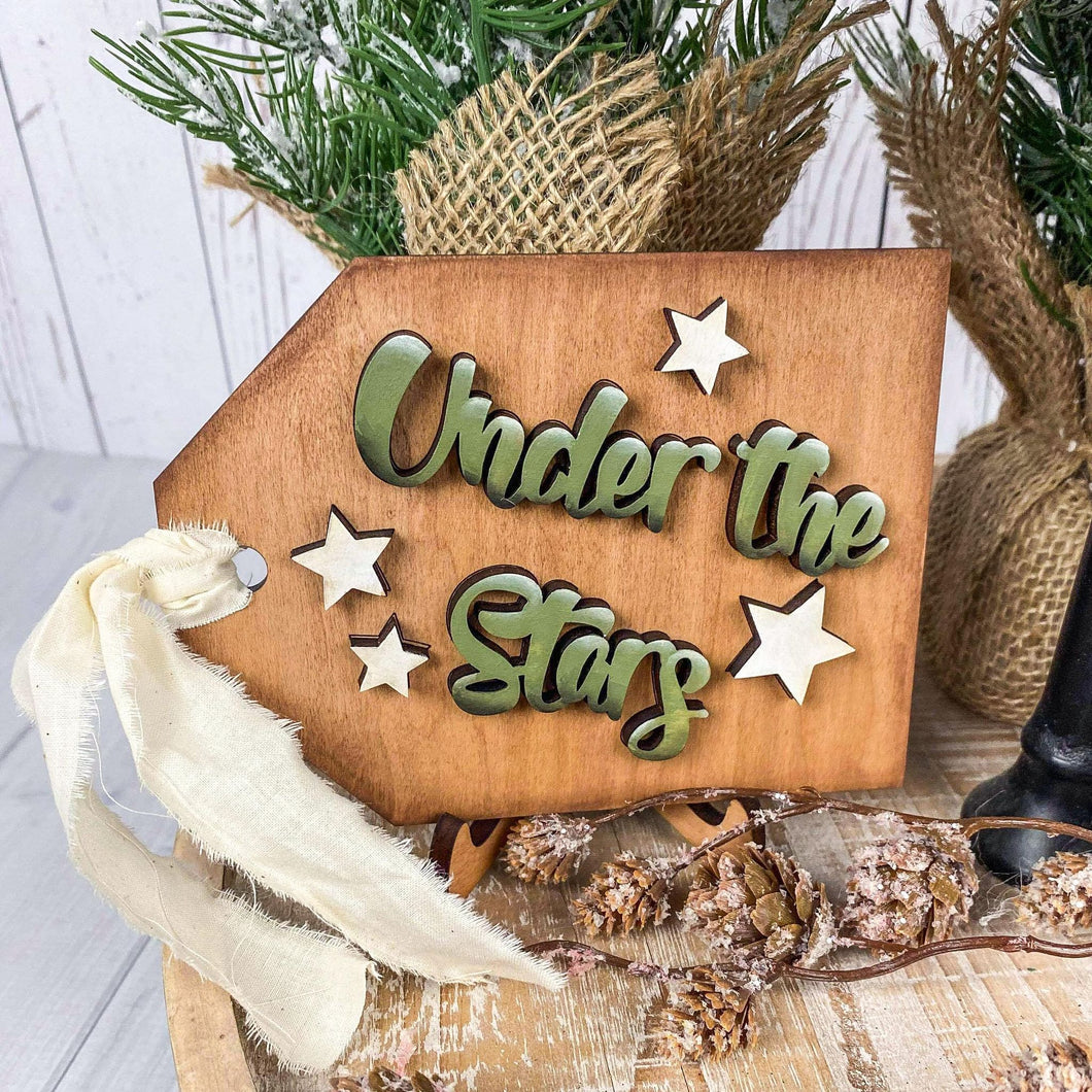 Under the stars 3D wood tag