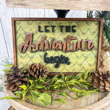 Load image into Gallery viewer, Let the adventure begin 3D wood tiered tray sign
