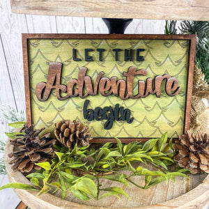 Let the adventure begin 3D wood tiered tray sign