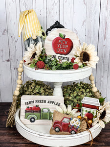 Apple tiered tray decor - Farm Fresh Apples