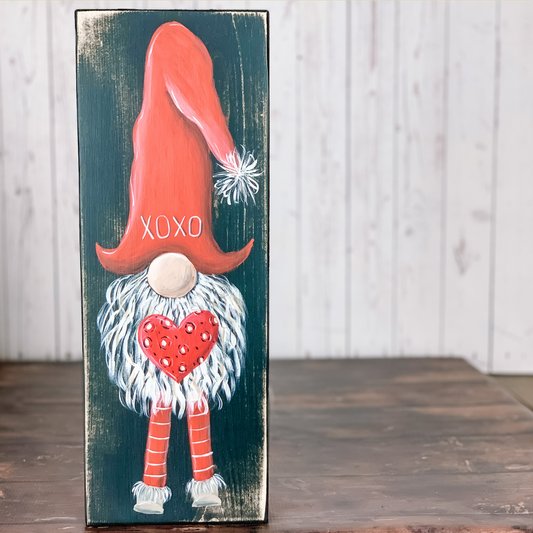 Cheetah heart hand painted gnome